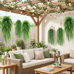 Daifunli 12 Pcs Artificial Hanging Plants Fake Hanging Ferns Plastic Fake Plant for Wall Room Garden Garland Indoor Outdoor Decor No Basket (Boston Ferns,String of Pearls) - Image 6