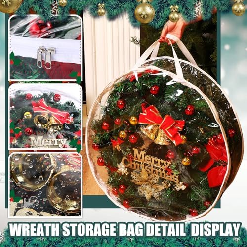 Shappy 6 Pcs 36 Inch Clear Wreath Storage Bags PVC Waterproof, White - Image 5