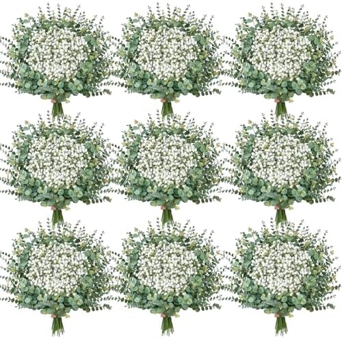 Serwalin 300PCS Mixed Eucalyptus Stems with Baby's Breath Greenery by Serwalin