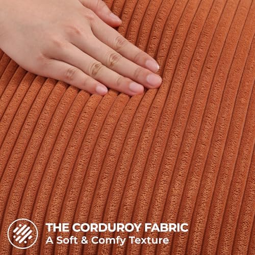 Mecatny Corduroy Fall Decorative Throw Pillow Covers 26x26 Set of 2 Rust - Image 3