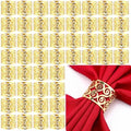 Zhehao 50 Pcs Gold Napkin Rings Metal Napkin Holder Rings Delicate Buckle for Wedding Receptions Birthday Dinner Table Wedding Banquet Anniversary Decoration Family Gathering Banquet(Hollow-Out) by Zhehao