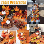 Fall Decor Set 5 Pack 5.9Ft Artificial Fall Maple Leaves Garland - 70pcs with Mini Pumpkins kit, Happy Fall Porch Banner Welcome Signs Autumn Decor for Thanksgiving Home & Fall Decorations - Image 7