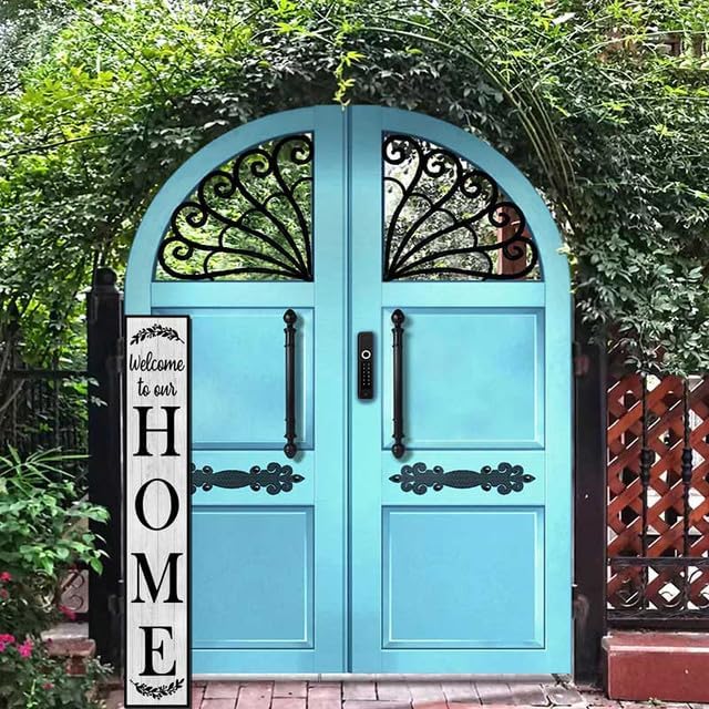 48x8 Inch Farmhouse Rustic Large Vertical Welcome Sign for Front Porch - Wood Plank Set, Inviting "Welcome to Our Home" Print, Indoor & Outdoor Friendly - Image 6