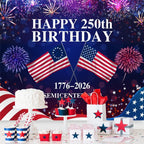 4th of July Backdrop Decorations Independence Day Backdrop 250 Anniversary USA Flag Banner 8x8ft 250th Birthday Fireworks Semiquincentennial Photography Background Photo Studio Props - Image 3