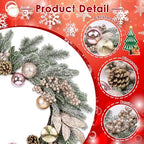 Christmas Wreaths for Front Door Decor Flower, 20" Winter Pine - Image 4