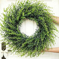 26''Large Artificial Boxwood Wreath for Front Door, All Year Round Greenery Wreath Home Decor Artificial Spring Summer Greenery Hanging for Wall Farmhouse Wedding Indoor Outdoor Decor(Include Ribbon) by Unknown