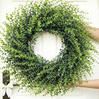 26''Large Artificial Boxwood Wreath for Front Door, All Year Round Greenery Wreath Home Decor Artificial Spring Summer Greenery Hanging for Wall Farmhouse Wedding Indoor Outdoor Decor(Include Ribbon) by Unknown