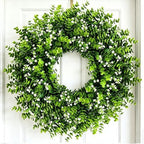 26" Eucalyptus Wreath for Front Door, Large Artificial Eucalyptus with Baby's Breath Greenery Flowers Wreath for Home, Porch, Farmhouse Wall Decor, Spring, Summer, Fall, All Seasons by Unknown
