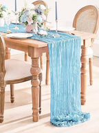 12Pack Baby Blue Cheesecloth Table Runner 20 x 120 inch Gauze Table Runner - Image 2