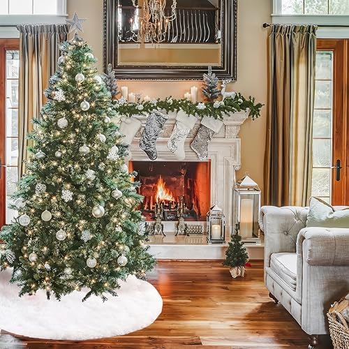 72 Inch White Christmas Tree Skirt，Faux Fur Large Tree Skirt for Christmas Tree Decorations Xmas Party Holiday - Image 4