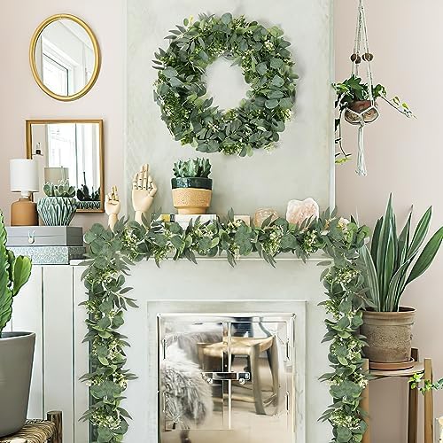 TOCHGREEN 4Pack 5.9FT Artificial Eucalyptus Garland Fake Greenery Vines - Image 4