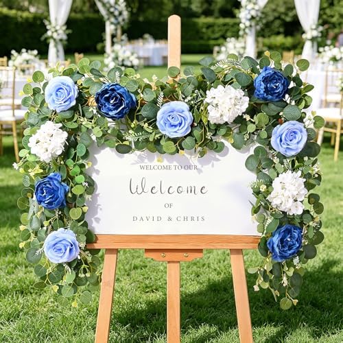 Livole 2Pcs 12 Ft Flower Garland Decoracion Blue Peony Floral Garland - Image 4