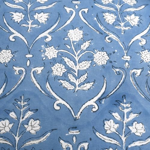 Ridhi Block Print Cornflower Blue Pillow Cover 24" x 24" (Pack of 2) Decorative Couch Pillows for Living Room, Chic Boho Cute Outdoor Pillows Covers Gifts for Spring, Easter and Valentine - Image 6