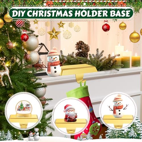 OCTERIC Christmas 4 Pcs Gold Stocking Holders Mantel Hook Hangers Fireplace Hooks Hanger Grip Bases for Christmas Party Decorations Xmas Décor - Image 4