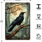 Vintage Metal Tin Sign Halloween Raven Full Moon Forest Dark Gothic Wall Art for Home Office 6×8 Inches with Metal Frame - Image 7