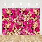 Ticuenicoa 10x7ft Pink Red Rose Flowers Photography Backdrop Valentine's Day Photo Background Baby Shower Wedding Birthday Decoration Bridal Shower Wedding Blossoms Roses Wall Art by Ticuenicoa