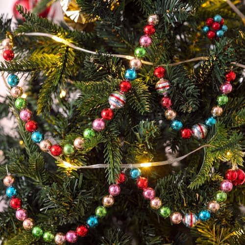 Sureio 6.74ft Vintage Glass Bead Garland for Christmas Tree 90s Xmas Decor by Sureio