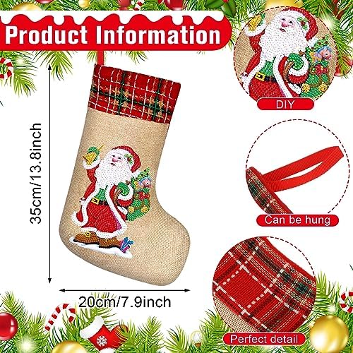 Glimin 9 Sets Christmas Diamond Art Stocking 5D - Image 3