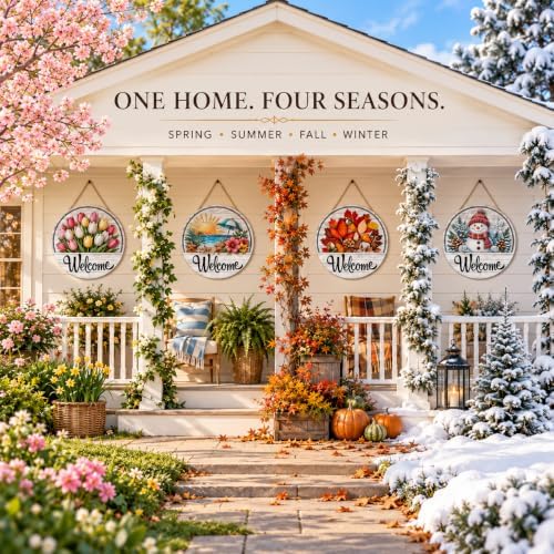 16 Pcs Interchangeable Welcome Sign for Front Door,12 Inch Wood Decor - Image 3