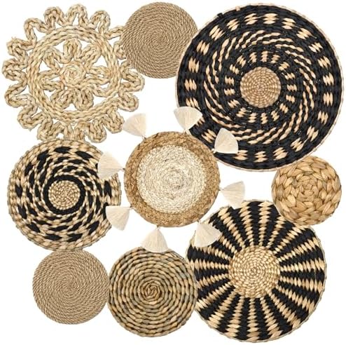 LOMOHOO Set of 9 Boho Wall Basket Decor Wicker Woven Wall Basket Decoration by LOMOHOO