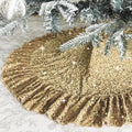 Gold Tree Skirt 45 Inch Sequin Christmas Tree Skirt Ruffle by Unknown
