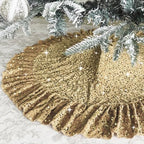Gold Tree Skirt 45 Inch Sequin Christmas Tree Skirt Ruffle by Unknown