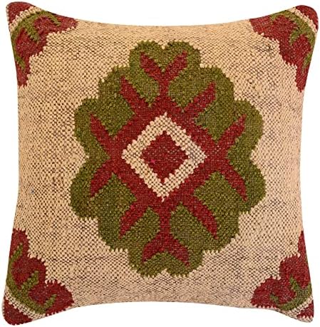 Trade Star Square 70% Jute 30% Wool Kilim Cushion Cover for Home Decor by TradeStar