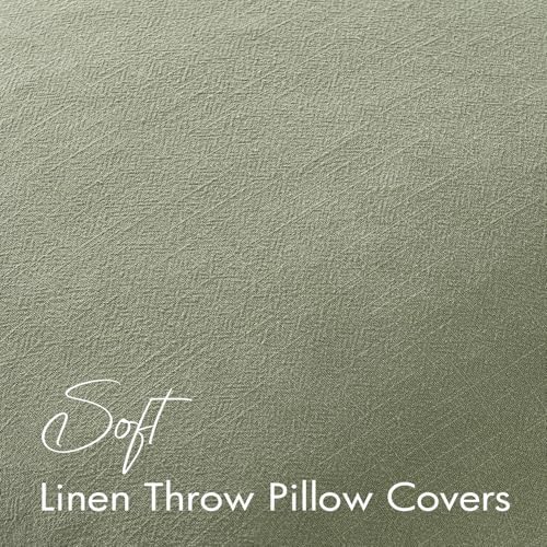 EMEMA Euro Sham Decorative Linen Throw Pillow Covers 24x24 Inch Grass Green - Image 4