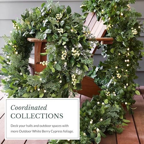 Balsam Hill Outdoor White Berry Cypress Christmas Wreath - Bright & Beautiful Front Door Wreath with Battery-Powered LED Globe Lights, 28" - Image 7