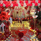 Will You Marry Me Light Up Letters Proposal Decorations, 14Pcs 6.3" Sign with 24Pcs Flameless Heart Candles 2000Pcs Red Artificial Rose Petals 45Pcs Latex Balloons 10Pcs Heart Balloon Valentine's Day - Image 7