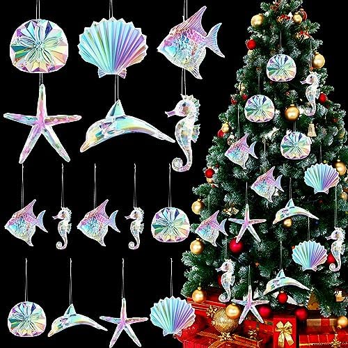 Geetery 15 Pcs Coastal Crystal Christmas Tree Ornaments Acrylic Ocean by Geetery