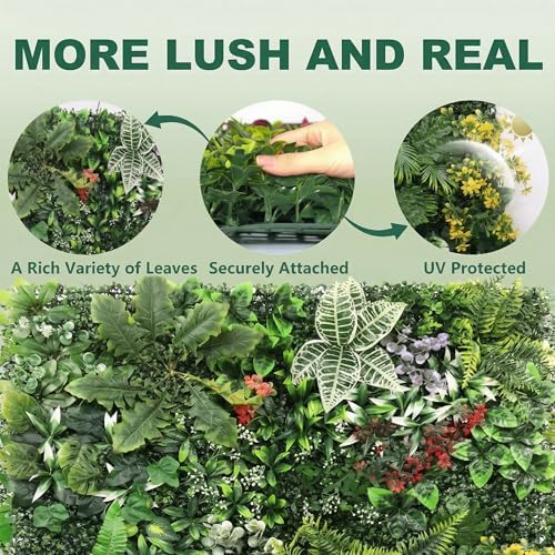 Artificial Grass Wall Panels,40"x40"2PCS Fake Flower Grass Backdrop,UV-Anti Fake Greenery Plant Boxwood Panels,Green Wall Decor for Outdoor Indoor Patio Garden Backyard balcony privacy screen - Image 6