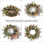 J'FLORU Spring Wreath 24 Inch Summer Wreaths for Front Door Artificial Flower Wreath with Daisy and Lavender for Indoor Outdoor and Easter Celebration - Image 6
