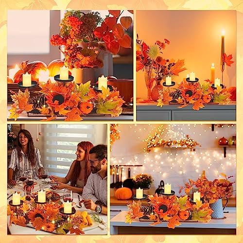 meekoo Fall Candle Holder Centerpiece for Table Thanksgiving Dining Decor - Image 4