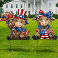 Amyhill 2 Pcs 4th of July Metal Outdoor Decor Garden Stakes Patriotic Highland Cow Welcome Yard Signs Decorations Red White Blue Garden Stakes for Independence Memorial Day Patio Lawn Walkway Outside by Amyhill