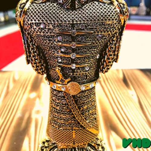 Muslim Armed Warrior Figurine Showpiece Accessory | Islamic Table Desk Home Decor | Islamic Decoration | Islamic Birthday Muslim Eid Ramadan Gift (2 x 3.7 x 11.8 Inches, Gold) - Image 3