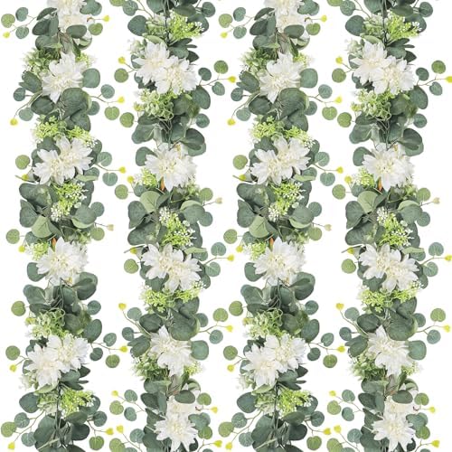 Dremisland Artificial Flowers Garland Eucalyptus Garland with Dahlia Flower by Dremisland