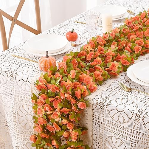 BLEUM CADE 12Pcs 16.4Ft Fake Flower Garland Artificial Rose Vines - Image 4