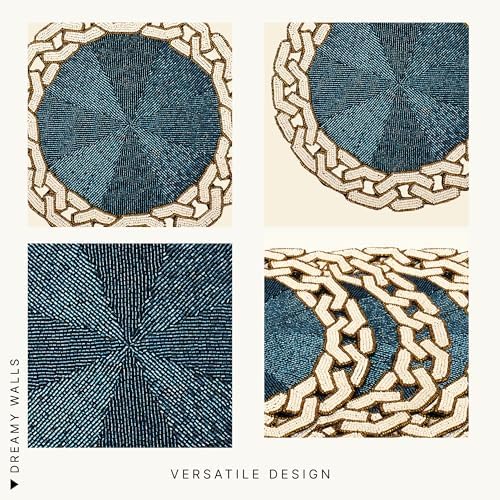 14 Inch Round Beaded Placemat Handmade Space Blue Glass Beads with Satin Backing Elegant Dining Table Mat Non Slip Centerpiece Table Decor (Set of 4) - Image 7