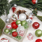 34PCS Red/Green/White Christmas Ball Ornaments Set for Tree Decor - Image 6
