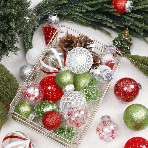 34PCS Red/Green/White Christmas Ball Ornaments Set for Tree Decor - Image 6