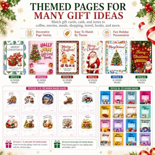 Christmas Gift Card Book for Adults, Spiral Bound Merry Cash Greeting Card - Image 4