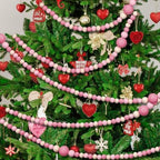 Bucherry 4 Pcs Christmas Wood Bead Garland 28.8 Feet, Pink, Natural - Image 5