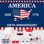 4th of July Backdrop Decorations 250th Anniversary USA Flag Patriotic Backdrop 20x10ft Banner Independence Day Photography Background Theme Party Decorations Supplies Photo Studio Props - Image 3