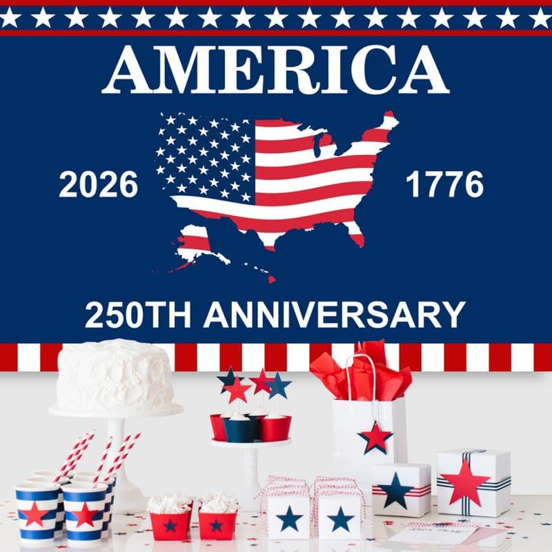 4th of July Backdrop Decorations 250th Anniversary USA Flag Patriotic Backdrop 20x10ft Banner Independence Day Photography Background Theme Party Decorations Supplies Photo Studio Props - Image 3
