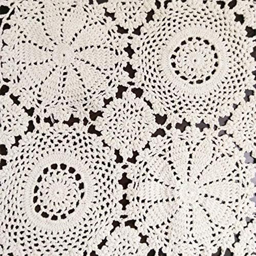 USTIDE Rustic Floral Table Runner Handmade Crochet Table Doily White 15"X47" - Image 5