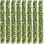 8Pcs Eucalyptus Garland with Lights, Greenery Garland, Green Garland with Flowers, 5.9FT Artificial Faux Eucalyptus Leaves Vines for Table Mantle Home Wedding Party Indoor Outdoor Decor（2 Long Lights） by Waipfaru