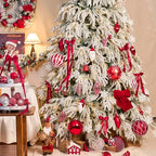 JORNOY Christmas Balls Ornaments Set, 6 inch/150mm Extra Large Shatterproof Plastic Hanging Bulbs for Xmas Tree Decorations Holiday Party with String, 4 Pack-Red&White - Image 5