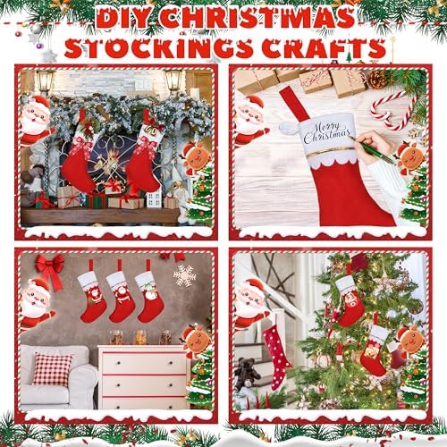 36 Pcs 17" Felt Christmas Stocking Bulk, Red Christmas Socks Bulk with White Cuff Golden Trim, Christmas Hanging Ornaments Xmas Decoration for Mantel Door Window Holiday Home Décor - Image 4