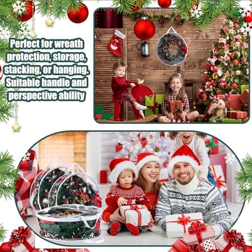 Zhengmy 20 Pcs 30 Inch Christmas Wreath Storage Bags Transparent Wreath Storage Container Bulk Wreaths Box with Dual Zippers and Handles for Xmas Holiday Wreaths Garland - Image 6